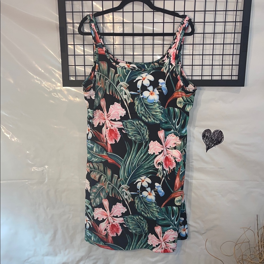 Light Bare - Tropical floral Dress with pockets and stretch
